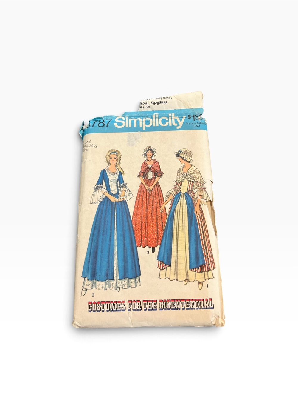Vintage Simplicity Pattern 6787 Misses 6 Bicentennial Costume 30.5” Bust UNCUT
